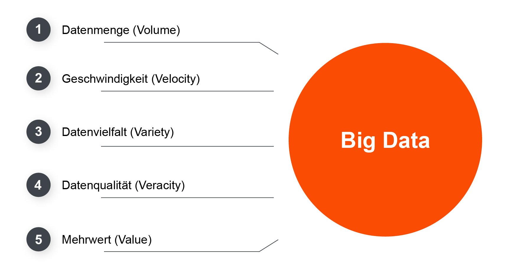 Die 5 Vs von Big Data inklusive Beschreibung